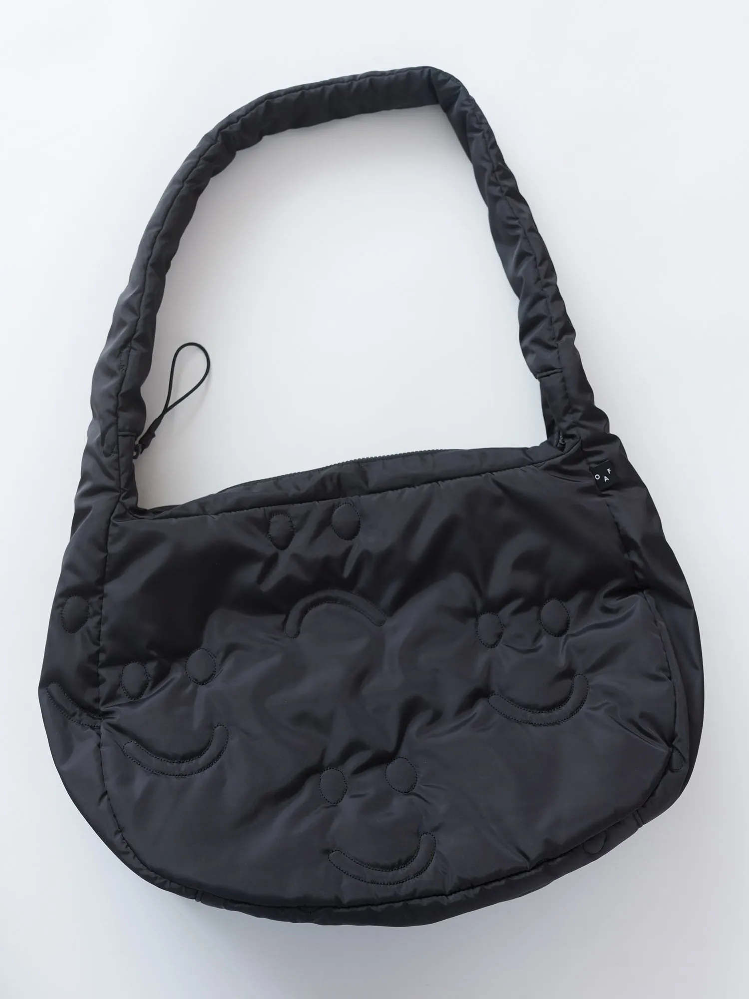 Black Happy Sad Quilted Bag