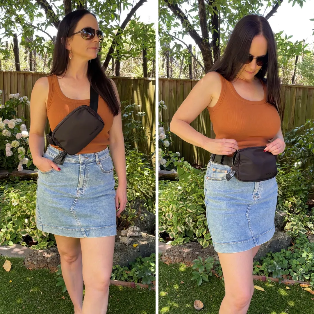 Black Sling Belt Bag and Treat Pouch Duo