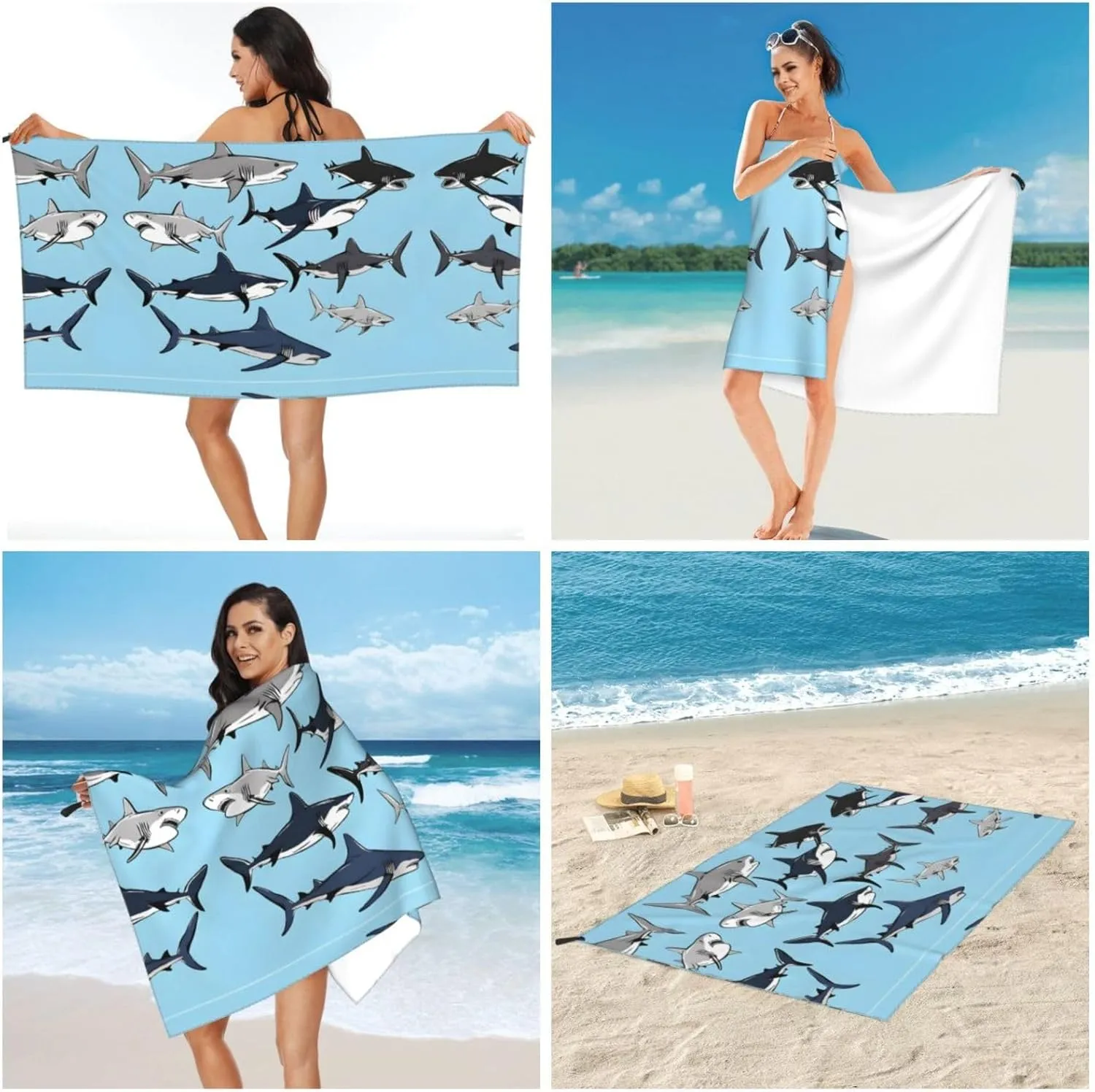 Blue Cartoon Premium Compact Microfiber Travel Towel-Featherlight & Quick Dry,Sand-Resistant Beach Towel for Swimming,Camping,Vacation Essentials with Carry Pouch