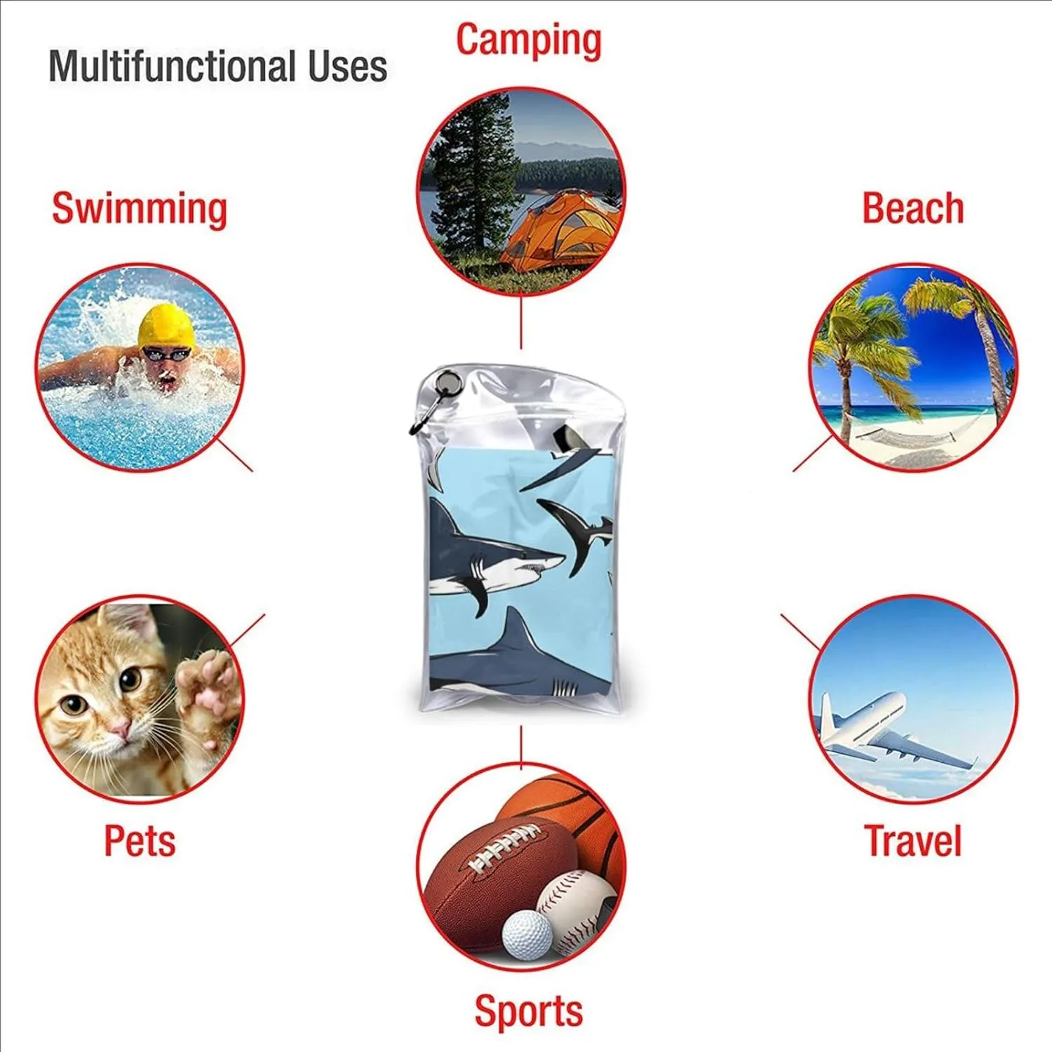 Blue Cartoon Premium Compact Microfiber Travel Towel-Featherlight & Quick Dry,Sand-Resistant Beach Towel for Swimming,Camping,Vacation Essentials with Carry Pouch
