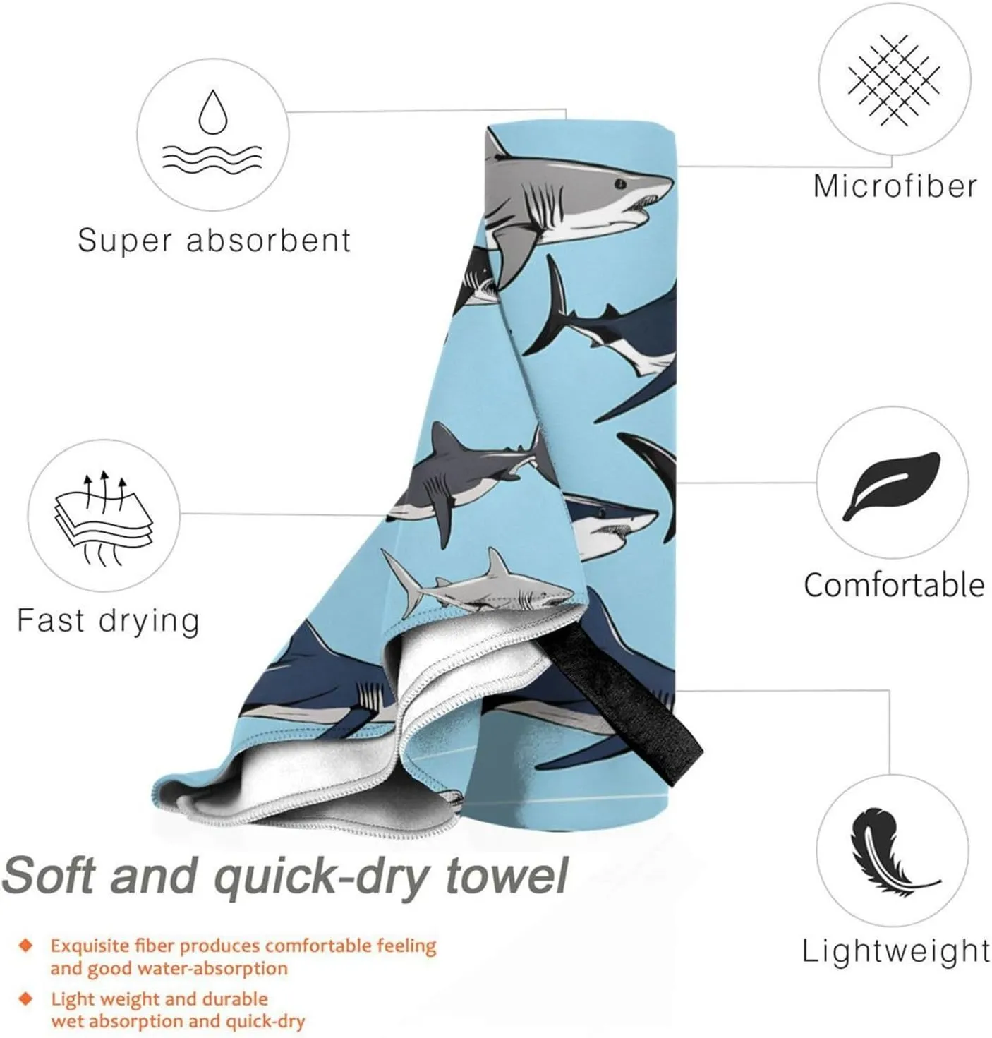 Blue Cartoon Premium Compact Microfiber Travel Towel-Featherlight & Quick Dry,Sand-Resistant Beach Towel for Swimming,Camping,Vacation Essentials with Carry Pouch