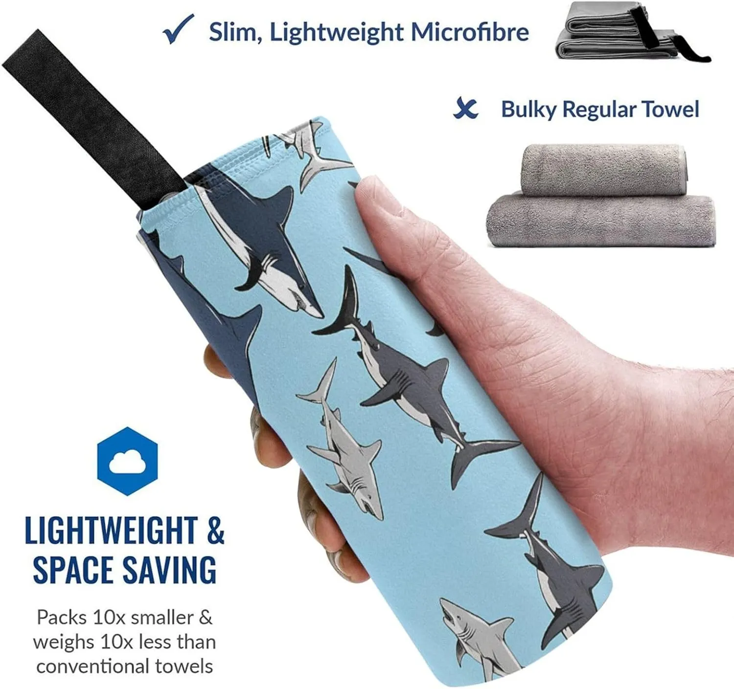 Blue Cartoon Premium Compact Microfiber Travel Towel-Featherlight & Quick Dry,Sand-Resistant Beach Towel for Swimming,Camping,Vacation Essentials with Carry Pouch