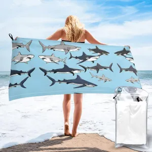 Blue Cartoon Premium Compact Microfiber Travel Towel-Featherlight & Quick Dry,Sand-Resistant Beach Towel for Swimming,Camping,Vacation Essentials with Carry Pouch