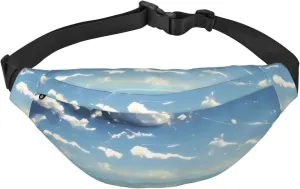 Blue Sky And White Clouds Men'S And Women'S Waist Pack, Crossbody Bag With Adjustable Belt For Running, Traveling, Sports, Hiking