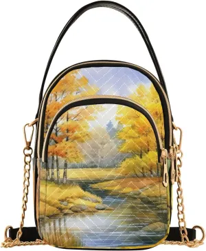 Blue Snowflakes over a Snowy Space Womens Crossbody Bags, Small Crossbody Bag with Strap, Comfortable Crossbody Bags