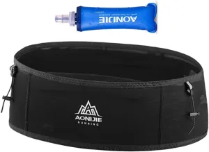 BlueField Slim Running Waist Hydration Belt Running Fanny Pack,with 250ml Soft Water Bottle Flask Phone Holder for Trailing Running Climbing Jogging Cycling (Black with 250ML,LXL)