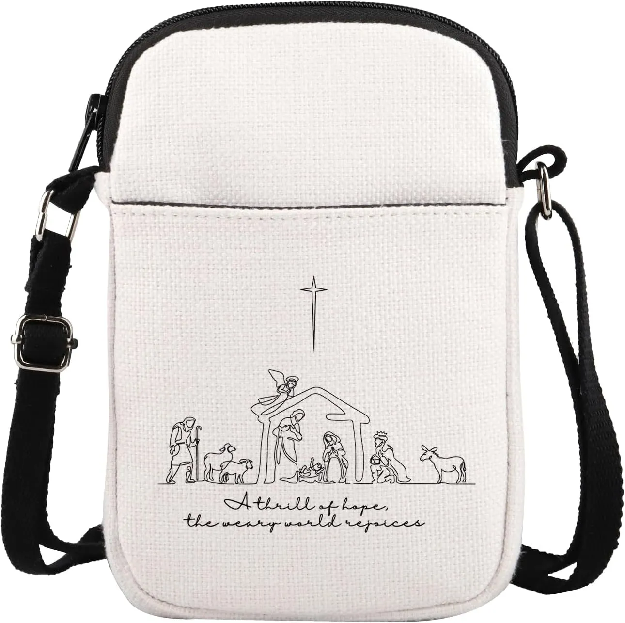 BLUPARK A Thrill Of Hope The Weary World Rejoices Crossbody Bag Christian Christmas Gift Nativity Scene Handbag Jesus Gift