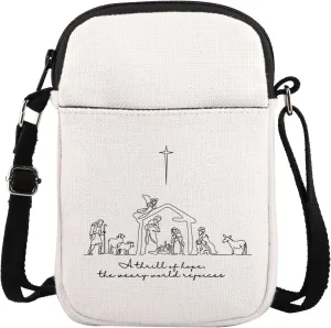 BLUPARK A Thrill Of Hope The Weary World Rejoices Crossbody Bag Christian Christmas Gift Nativity Scene Handbag Jesus Gift
