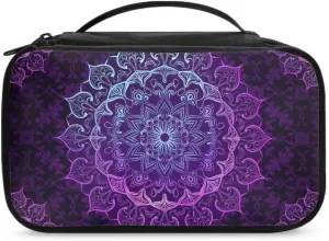 Boho Mandala Travel Makeup Bag for Women Double Layer Makeup Cosmetic Case with Handle for Cosmetics Brushes Toiletry