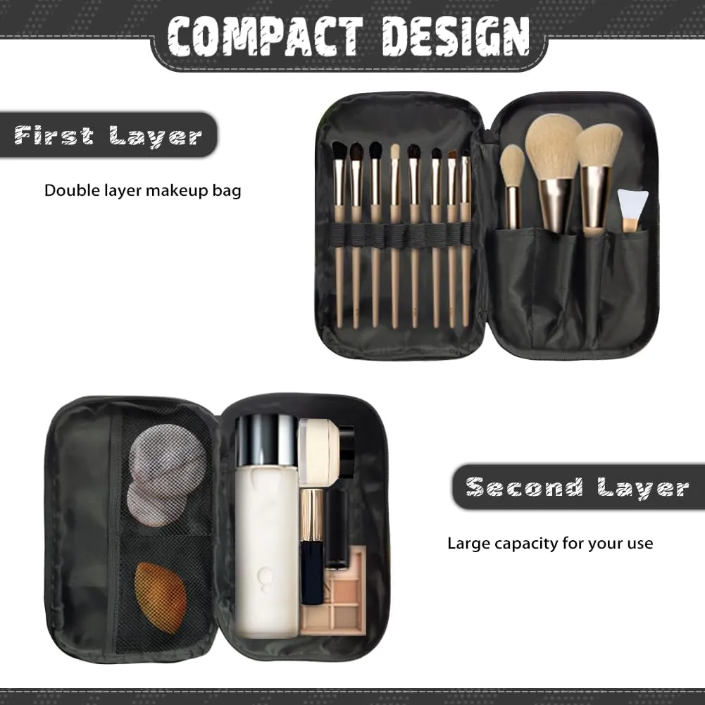 Boho Mandala Travel Makeup Bag for Women Double Layer Makeup Cosmetic Case with Handle for Cosmetics Brushes Toiletry