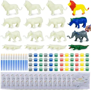 BONNYCO Safari Party Favors for Kids Painting Kit Pack 16 Jungle Goodie Bags Stuffers for Kids 3-5 4-8 | Goody Bag Stuffers Pinata Filler Classroom Prizes | Animal Return Gifts Birthday Party Boys