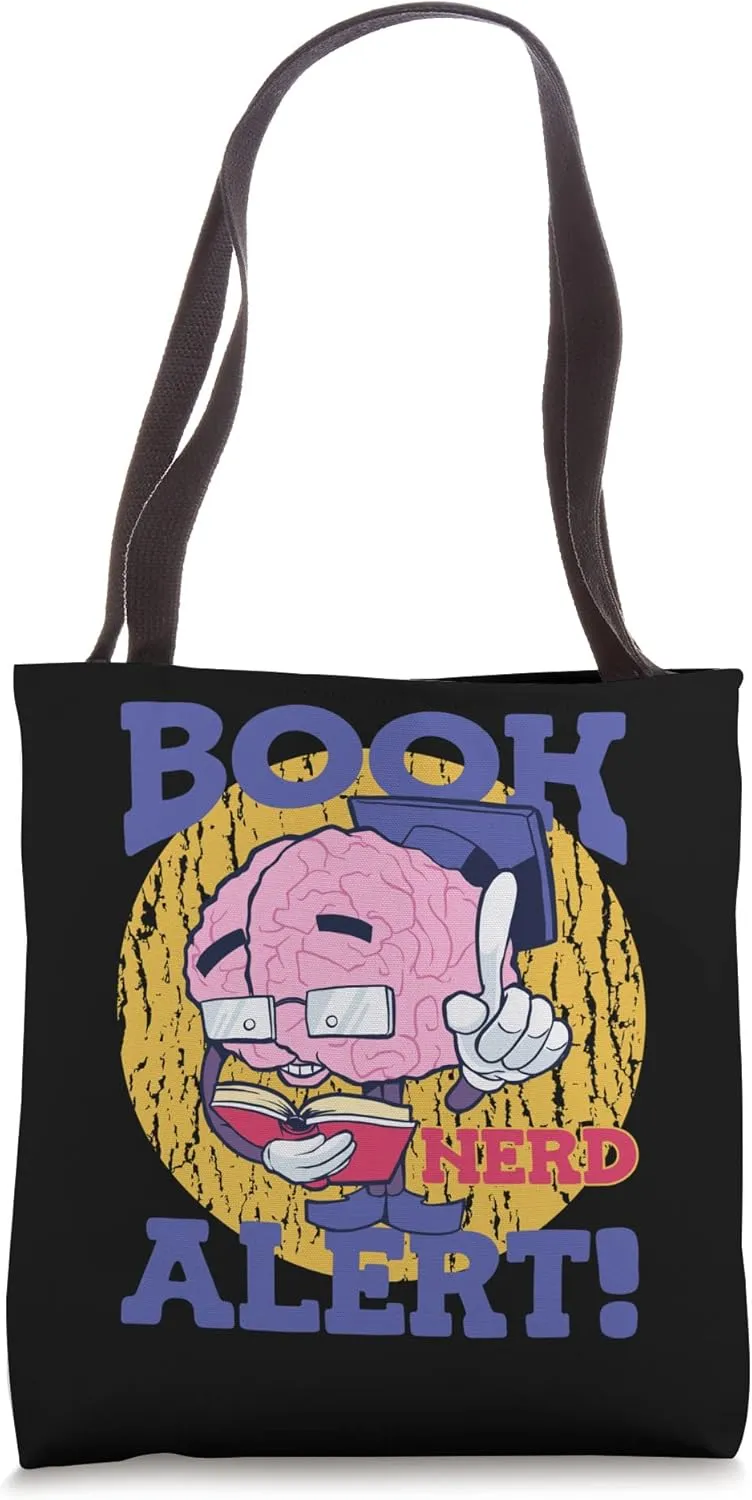 Book Nerd Alert Brain Reader Bookworm World Book Day Tote Bag