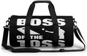 Boss of The Toss Cornhole Duffel Bag Lightweight Cylindrical Travel Gym Tote Bags With Shoulder Strap For Sports Workout Yoga