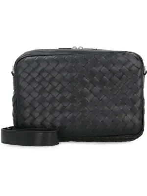 Bottega Veneta Intrecciato Camera Medium Cross Bag Black