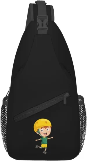 Boy Playing Roller Shoes Crossbody Bags For Women Men Chest Backpack Gym Shoulder Bag Travel Outdoor Sports Casual Crossbody Bags