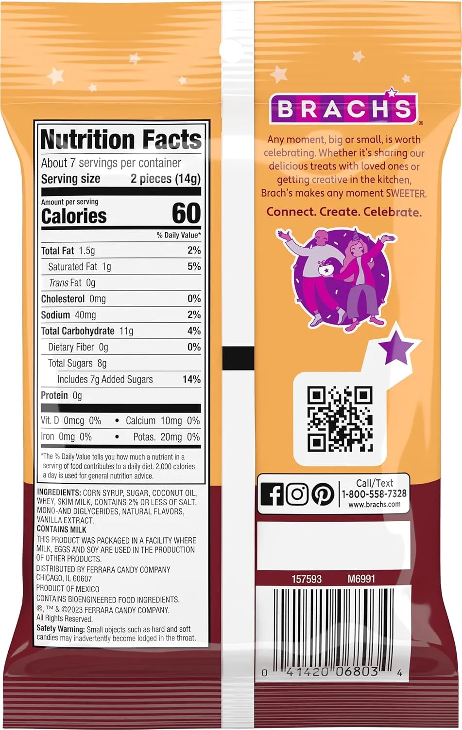Brach's Nips Caramel Flavored Hard Candy, Individually Wrapped Candies, 3.25 Ounce Bags (Pack of 12)