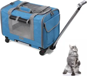 Breathable Mesh Pet Trolley Bag, Pet Carrier with Wheels, Washable Cover, Cat Puppy Dog Carrier, Pet Travel Backpack Bag for Cats & Dogs