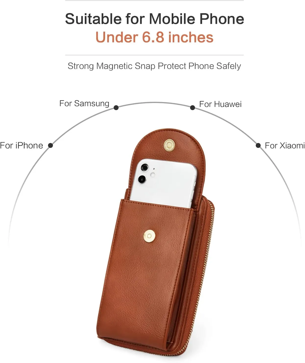 BROMEN Small Cell Phone Purse Crossbody Bags for Women Vegan Leather Wallet Purse with Credit Card Holder