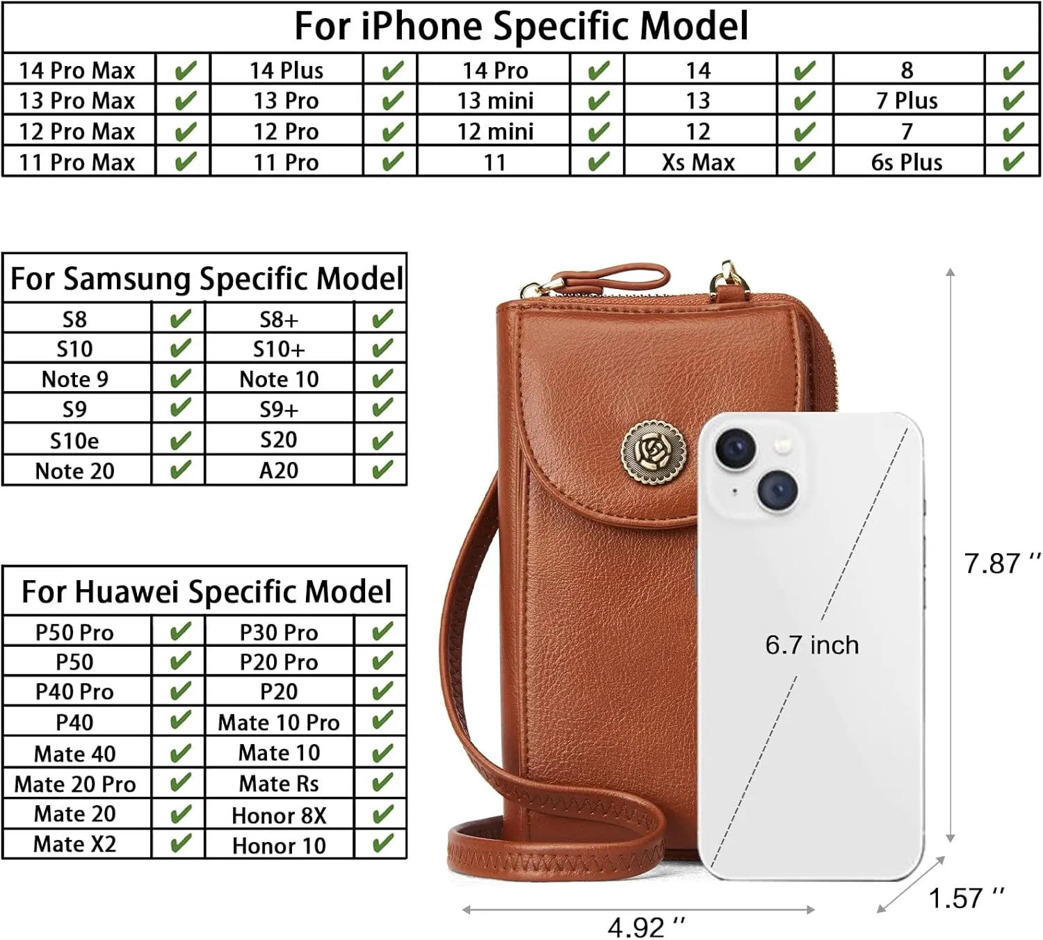 BROMEN Small Cell Phone Purse Crossbody Bags for Women Vegan Leather Wallet Purse with Credit Card Holder