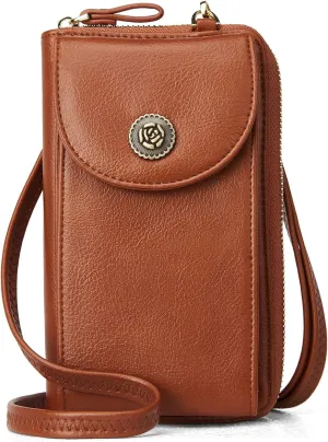 BROMEN Small Cell Phone Purse Crossbody Bags for Women Vegan Leather Wallet Purse with Credit Card Holder