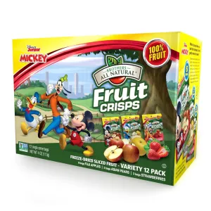 Brothers All Natural Disney Freeze Dried Fruit Crisps, Variety Pack, 12 Single Serve Bags, Fuji Apple, Asian Pear, Strawberry, Made with 100% Fruit, Gluten Free, Soy Free, Vegan, Heathy Snack