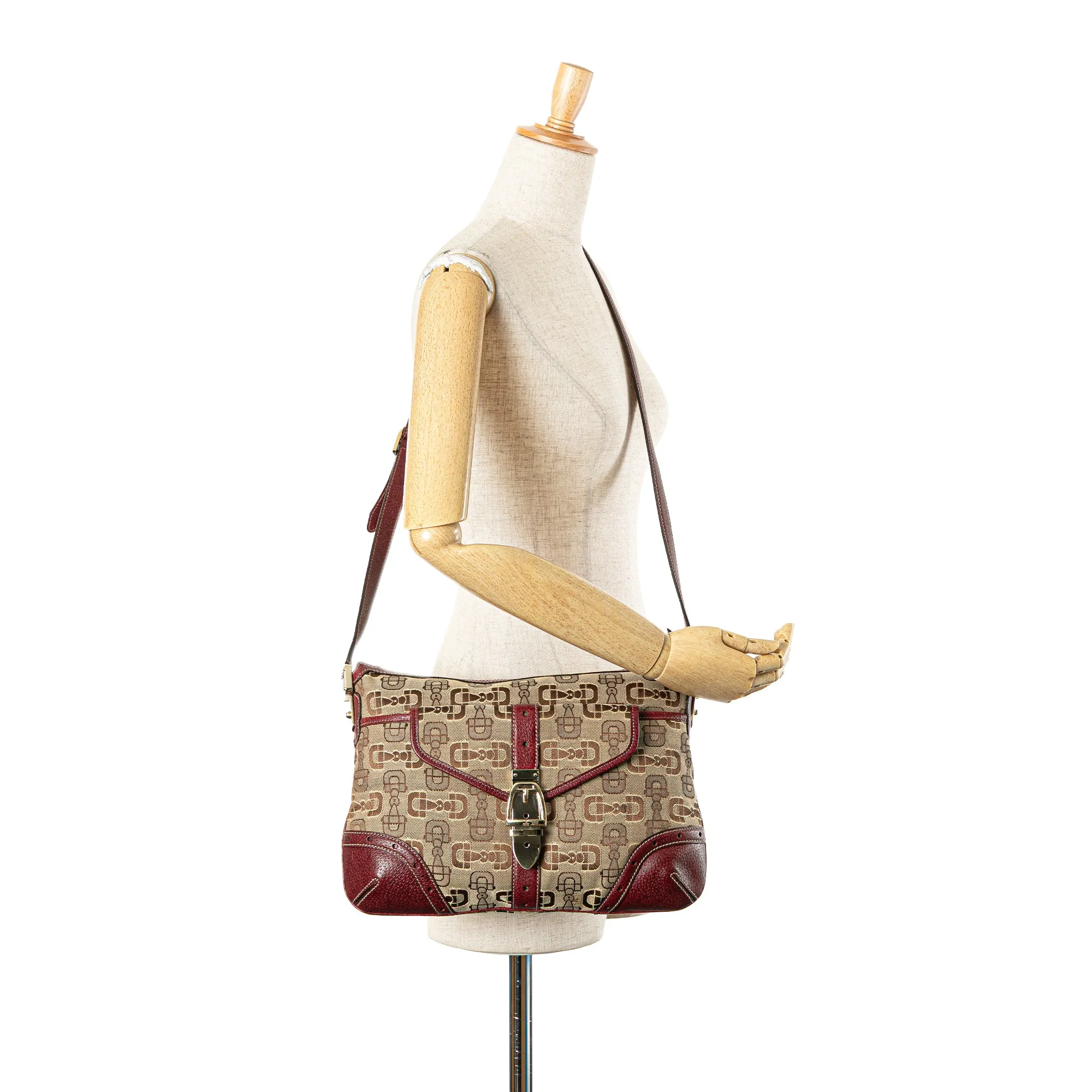 Brown Gucci Horsebit Canvas Crossbody