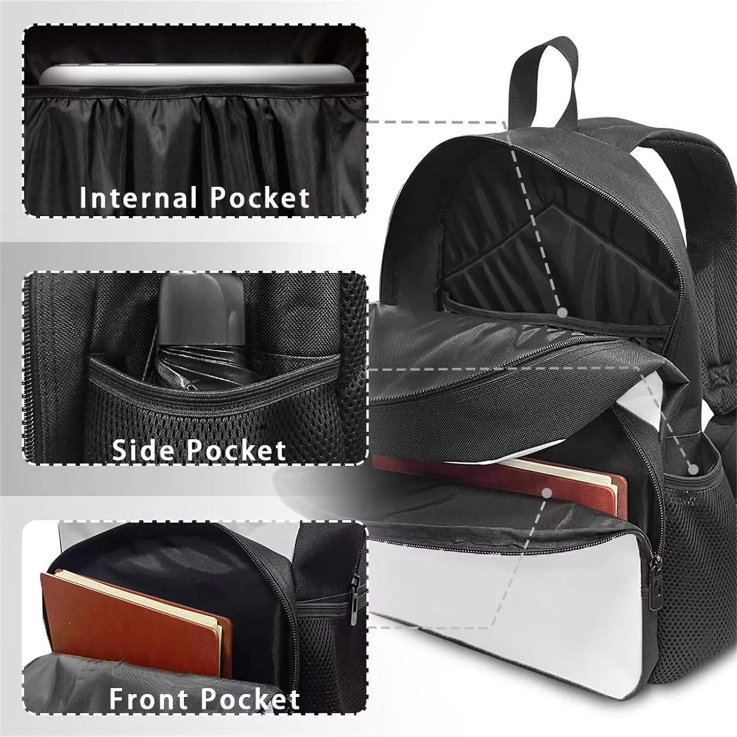 Brown Horse Pattern 4th of July Backpack for Boys School Bags Set with Insulated Lunch Bag Cooler Water Bottle Sleeve Pencil Pen Case 4 Pieces for Teenage Student