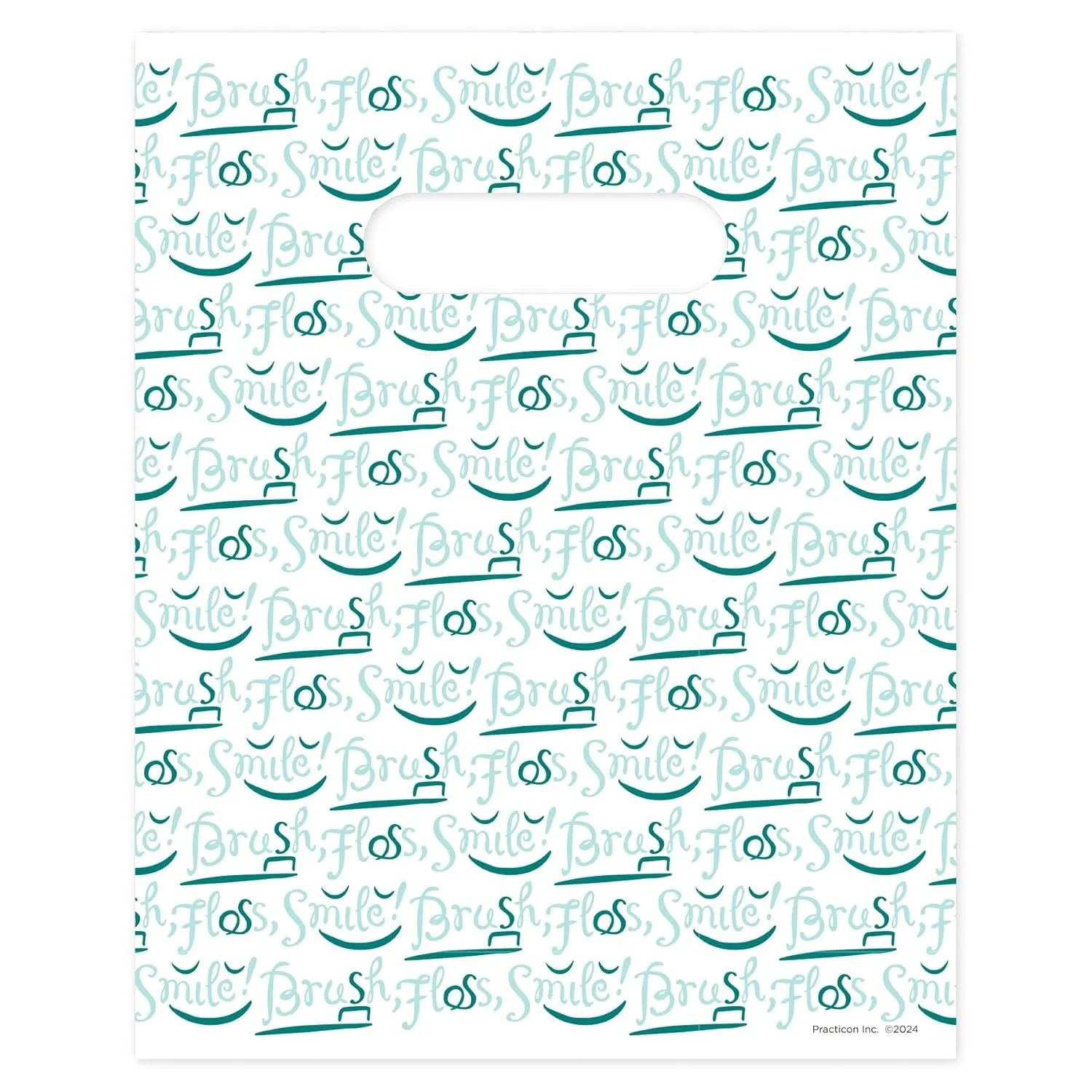 Brush Floss Smile Script Dental Giveaway Bags, 8" x 10", 100 Pack