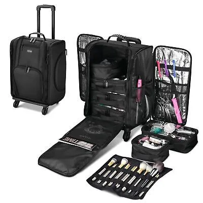 Byootique Soft Sided Rolling Makeup Train Case Cosmetic Organizer Travel Artists