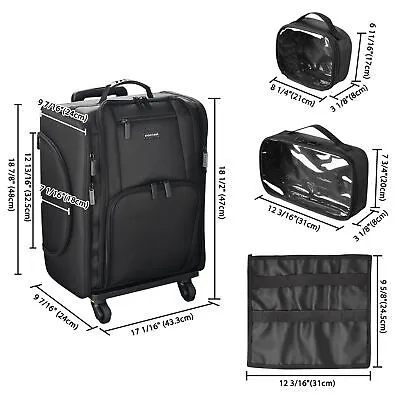 Byootique Soft Sided Rolling Makeup Train Case Cosmetic Organizer Travel Artists