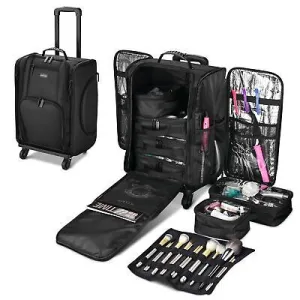 Byootique Soft Sided Rolling Makeup Train Case Cosmetic Organizer Travel Artists
