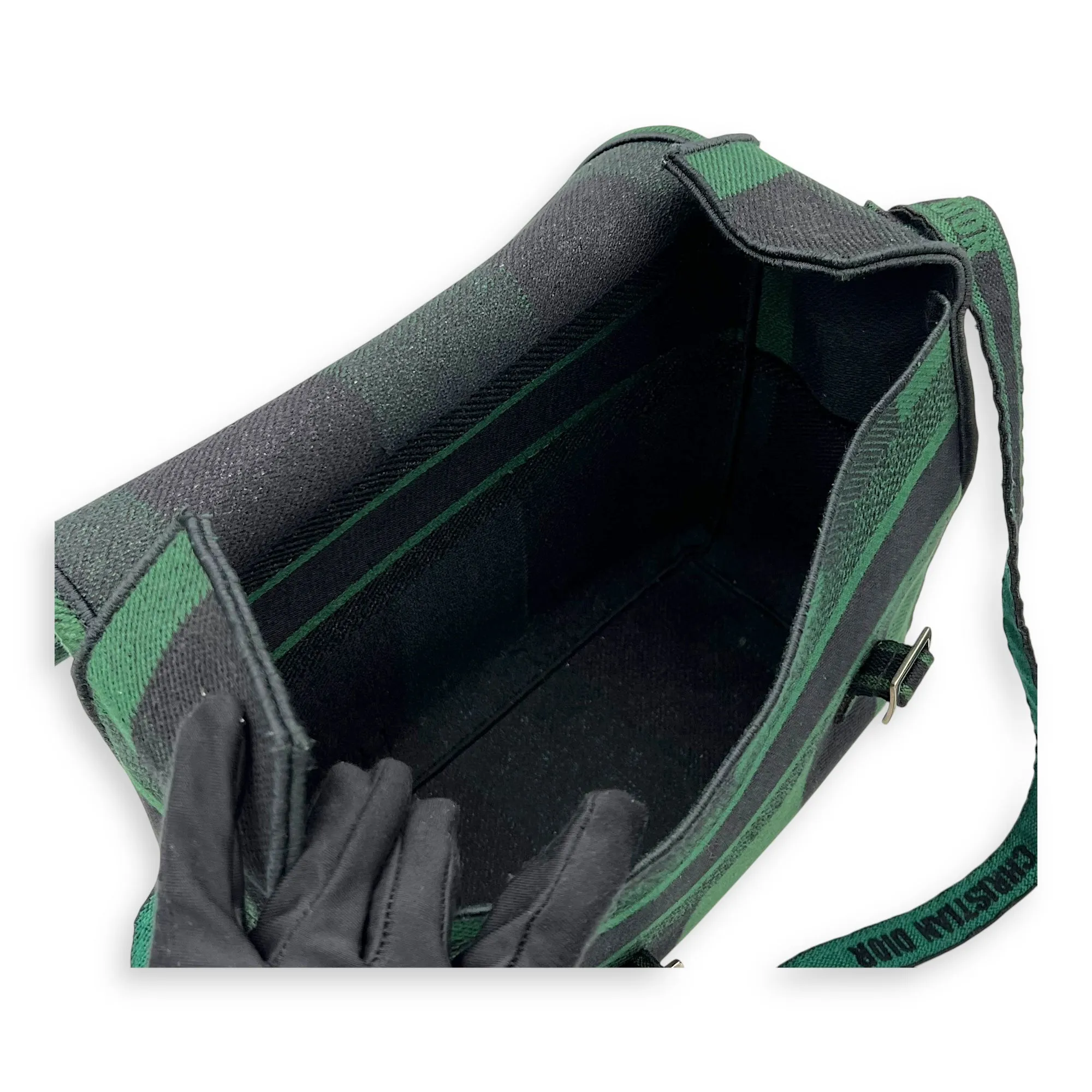 Camp Crossbody Bag Green in Canvas, Silver hardware