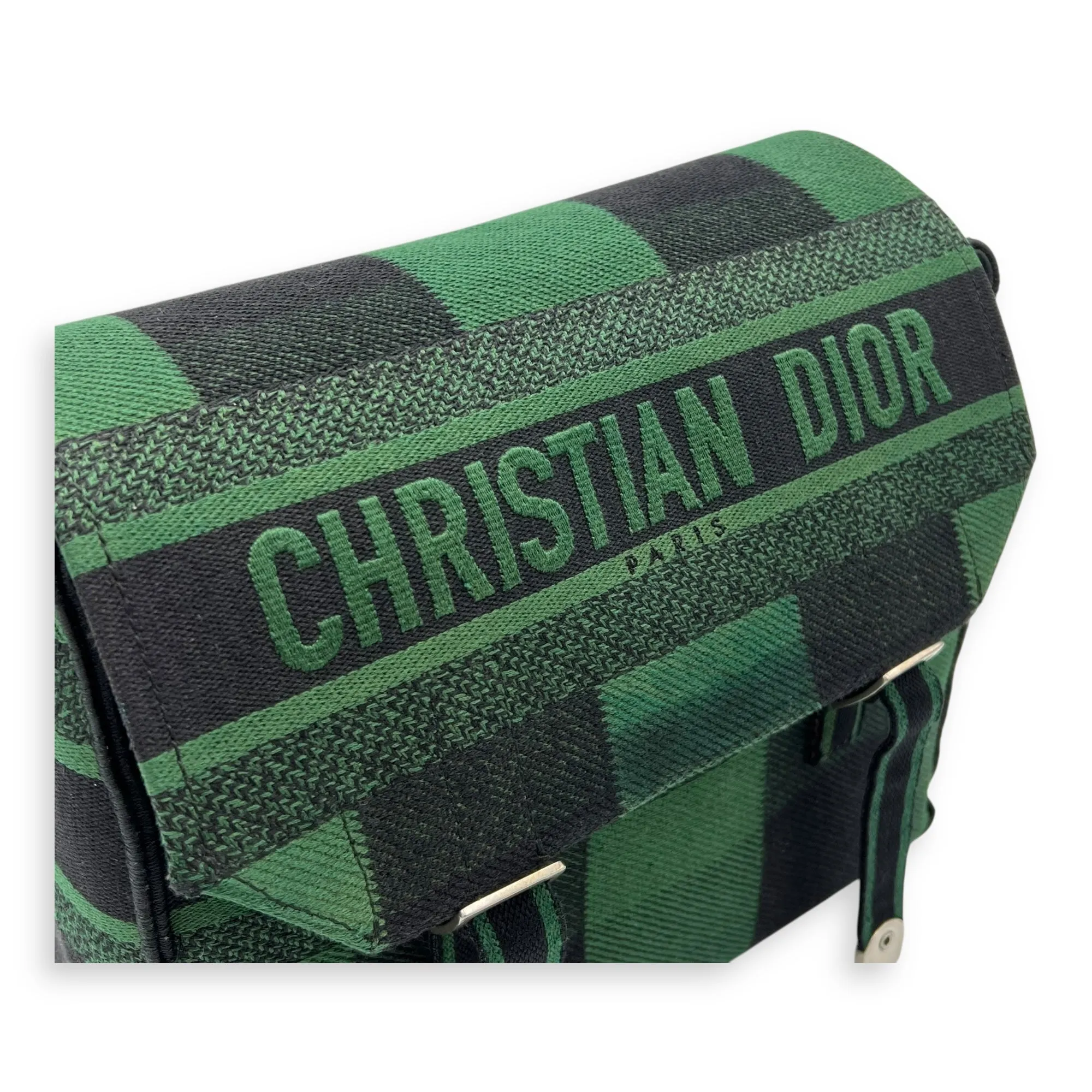 Camp Crossbody Bag Green in Canvas, Silver hardware