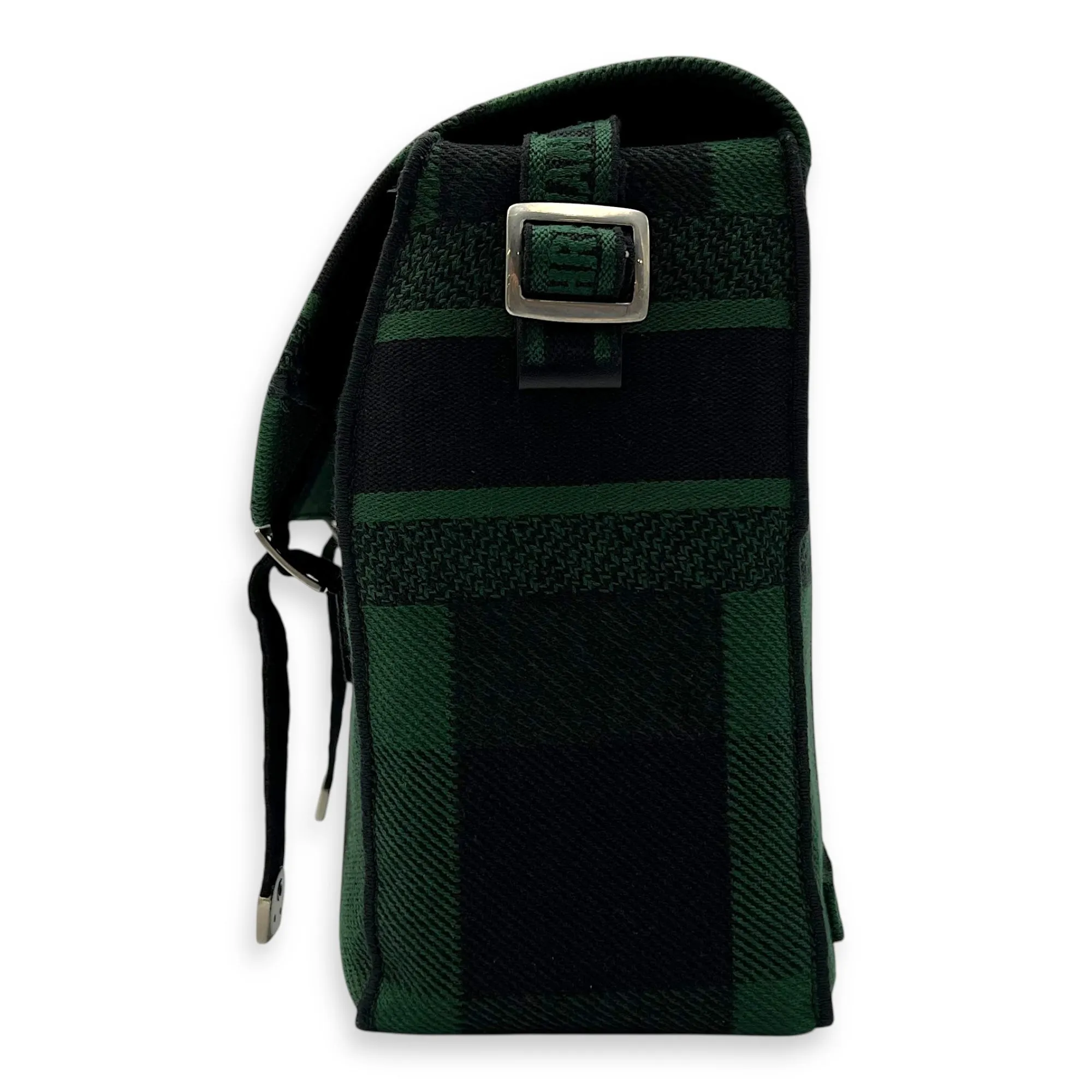 Camp Crossbody Bag Green in Canvas, Silver hardware