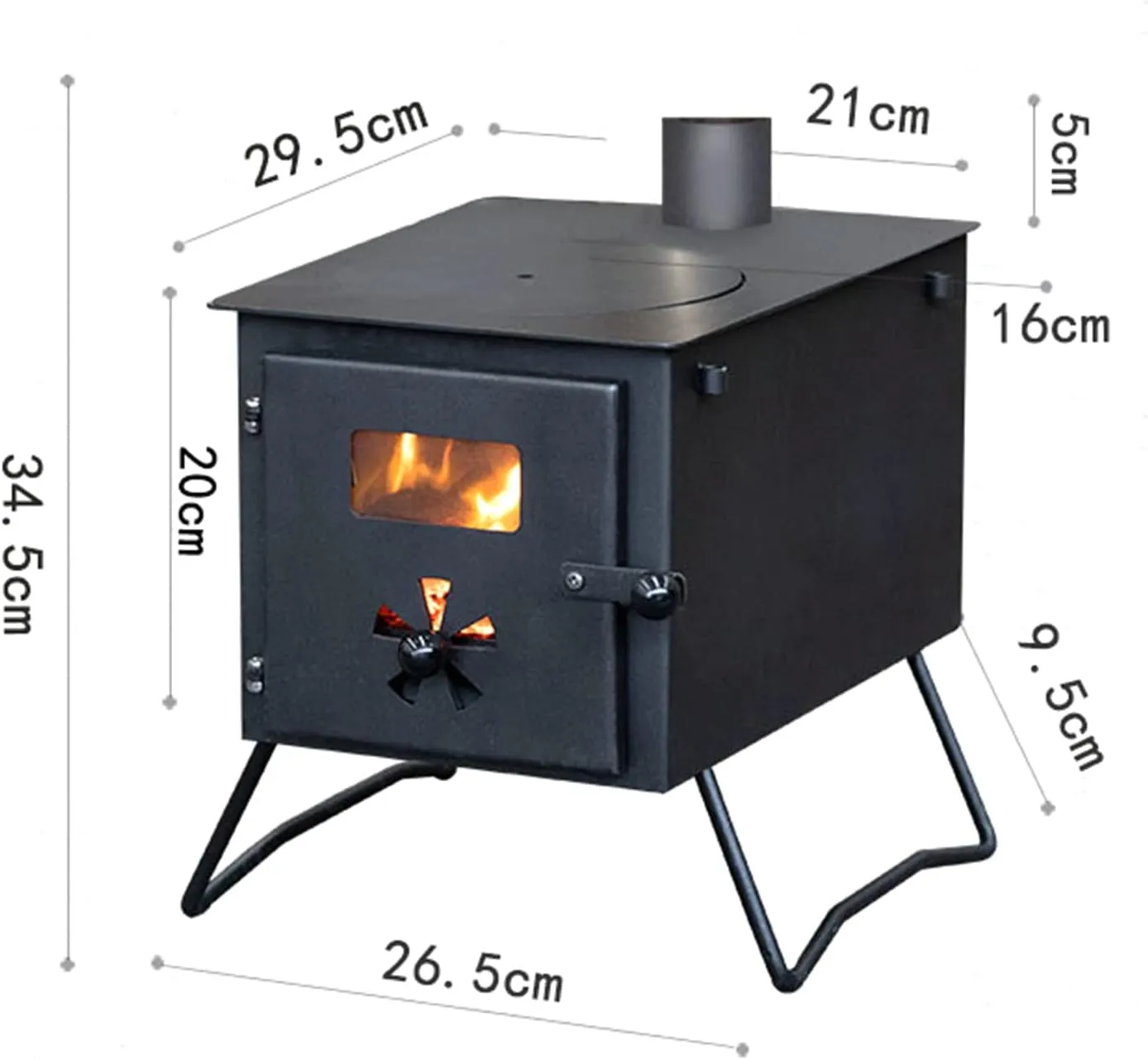 Camping Wood Stove, Portable Wood Burning Stove with Chimney Pipes for Outdoor Cooking and Heating