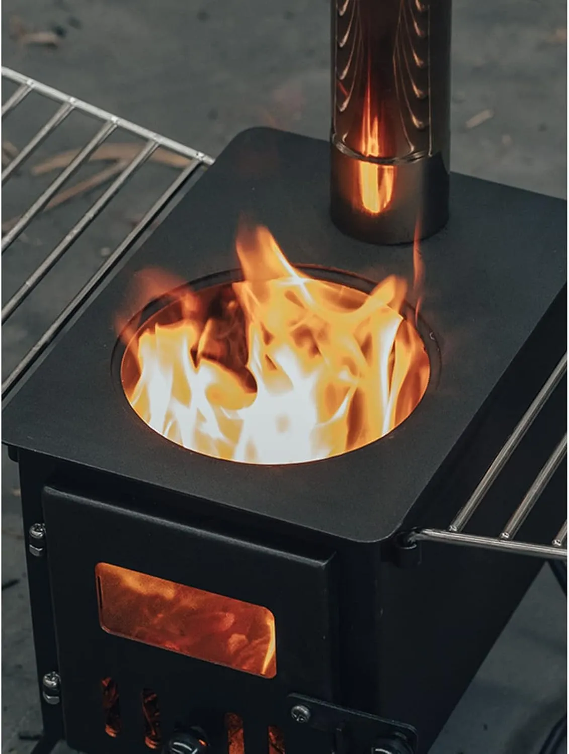 Camping Wood Stove, Portable Wood Burning Stove with Chimney Pipes for Outdoor Cooking and Heating