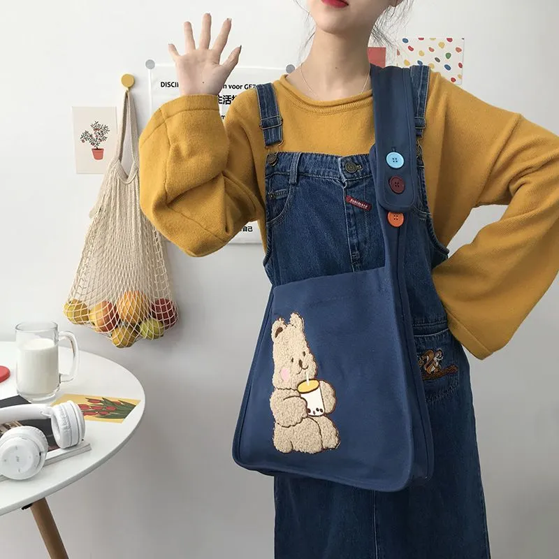 Canvas Bear Crossbody Bag