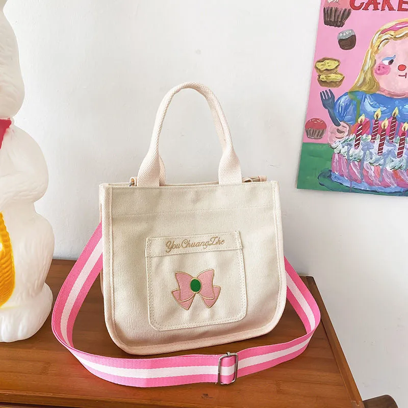 Canvas Bow Crossbody Bag
