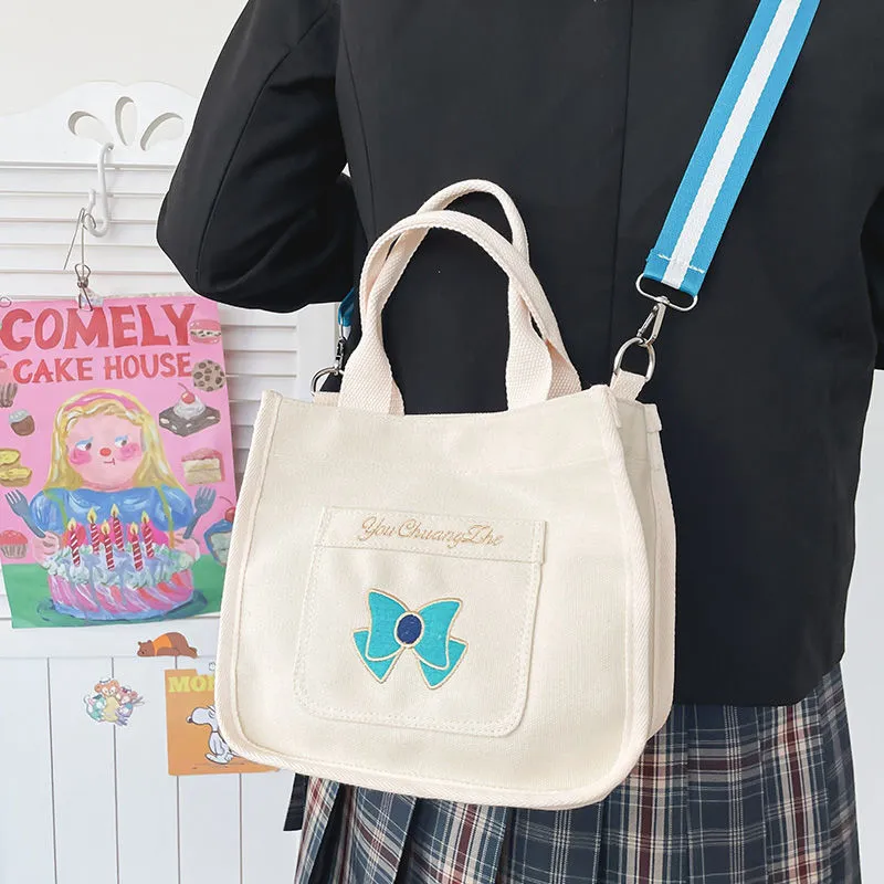 Canvas Bow Crossbody Bag