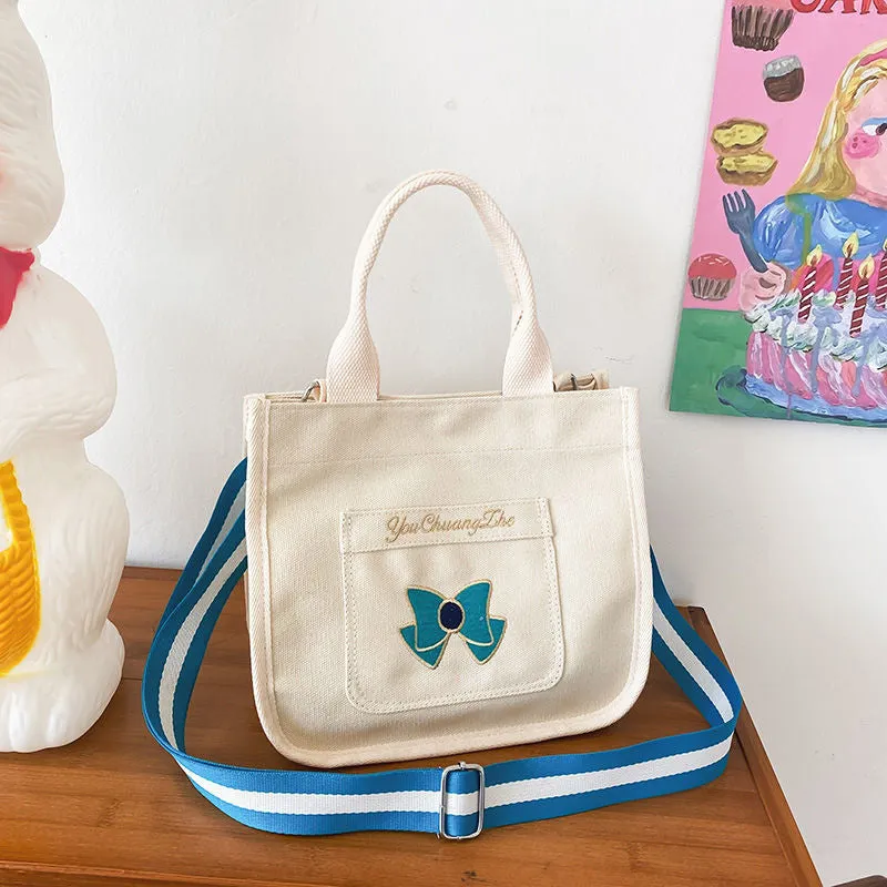 Canvas Bow Crossbody Bag