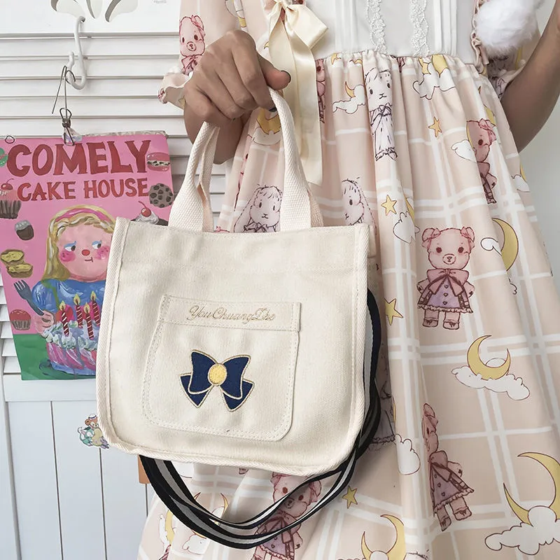 Canvas Bow Crossbody Bag
