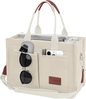 Canvas Tote Bag for Women Multi Pockets Crossbody Womens Tote Bags Trendy Satchel Handbag Everything Everyday Bag