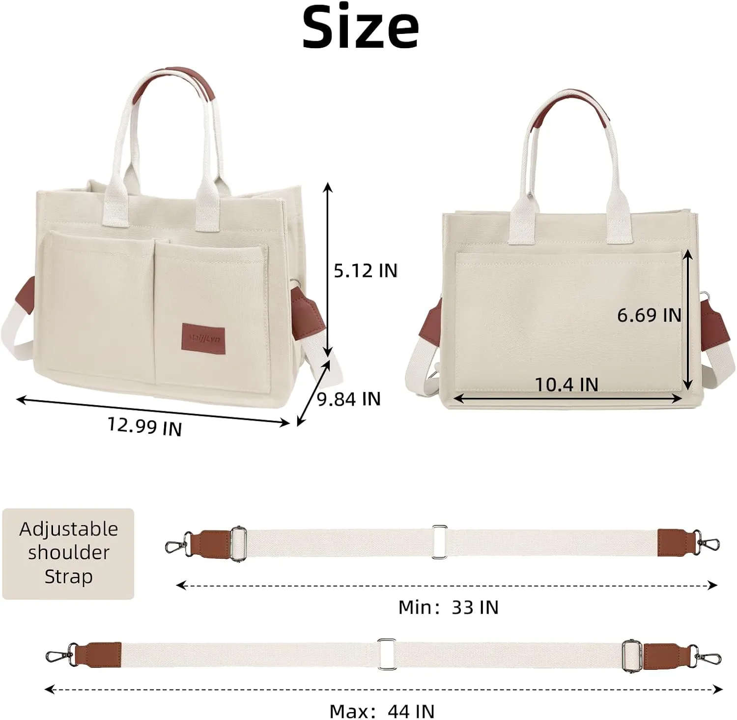 Canvas Tote Bag for Women Multi Pockets Crossbody Womens Tote Bags Trendy Satchel Handbag Everything Everyday Bag