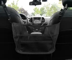 Car Net Pocket Handbag Holder, Driver Storage Netting Pouch, Car Net Pocket for Purses and Bags Front Seat, Handbag Holder for Car, Handbag Holder Pocket Seat Storage Mesh Organizer (Upgrade-Black)