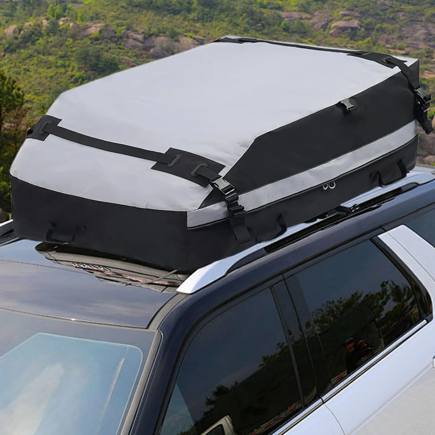 Car Roof Luggage Carrier - Roof Cargo Bags, Waterproof Roof Bag | Uv Protected Rooftop Cargo Large Carrier with Zipper, Tear Resistant Luggage Storage Box Top Rack for Cars Vehicles