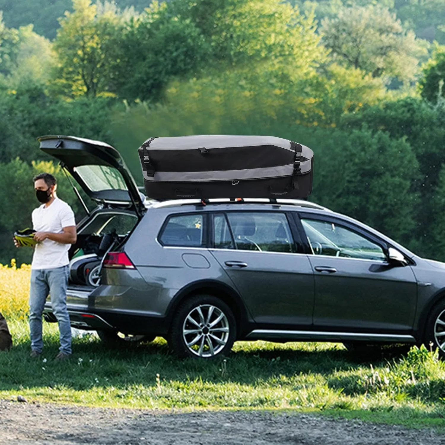 Car Roof Luggage Carrier - Roof Cargo Bags, Waterproof Roof Bag | Uv Protected Rooftop Cargo Large Carrier with Zipper, Tear Resistant Luggage Storage Box Top Rack for Cars Vehicles