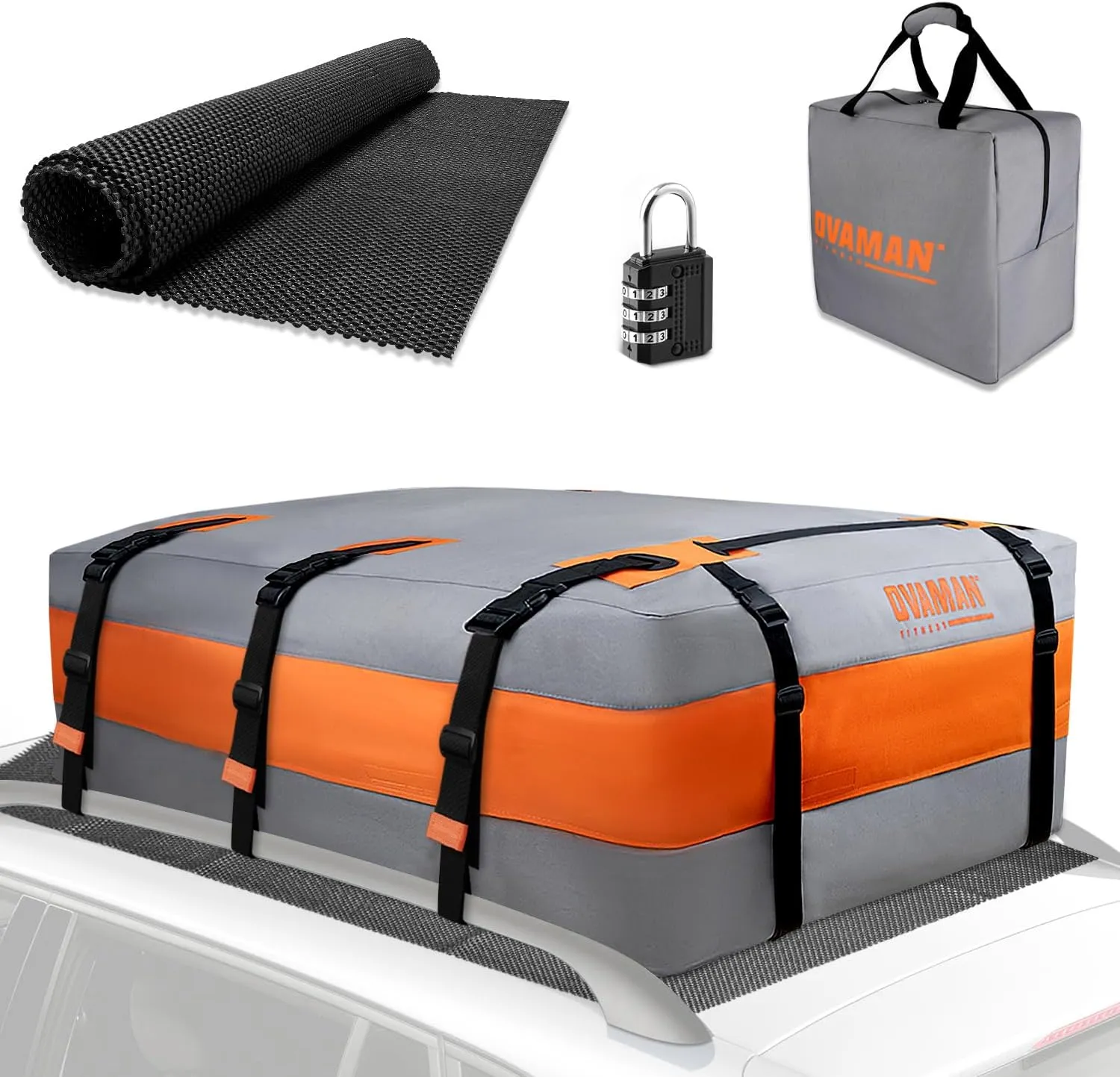 Car Rooftop Cargo Carrier Bag – 20 Cubic Feet Waterproof Heavy Duty 900D Roof Bag for All Vehicles SUV with/Without Roof Rack, Car Storage Bag with Anti-Slip Mat, 6 Hooks & Luggage Lock