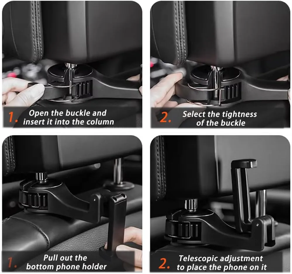 Car Seat Hooks for Alfa Romeo Tonale 4C 8C Competizione 940 955 952 949 965,Car Seat Hidden Hooks Car Handbag Hooks Multifunctional Hook,2 Four-C Gray
