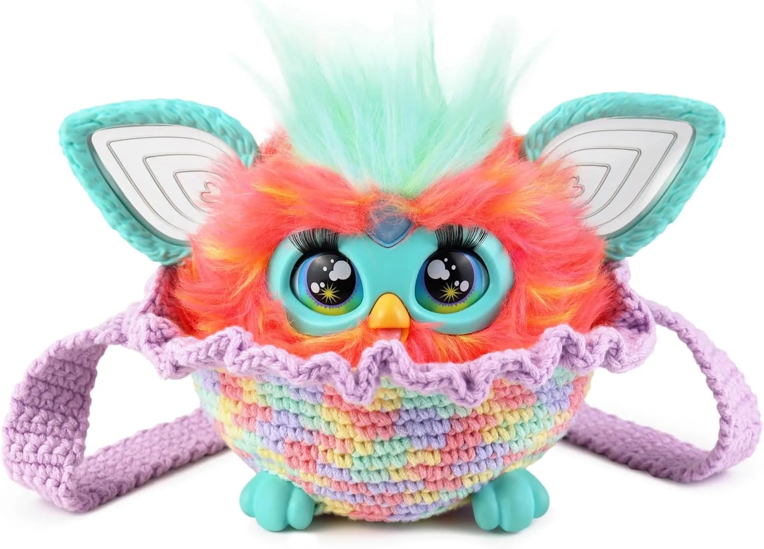 Carrier Compatible with Furby for Interactive Plush Toys, Handmade Crochet Bag Compatible with Furby Tie Dye