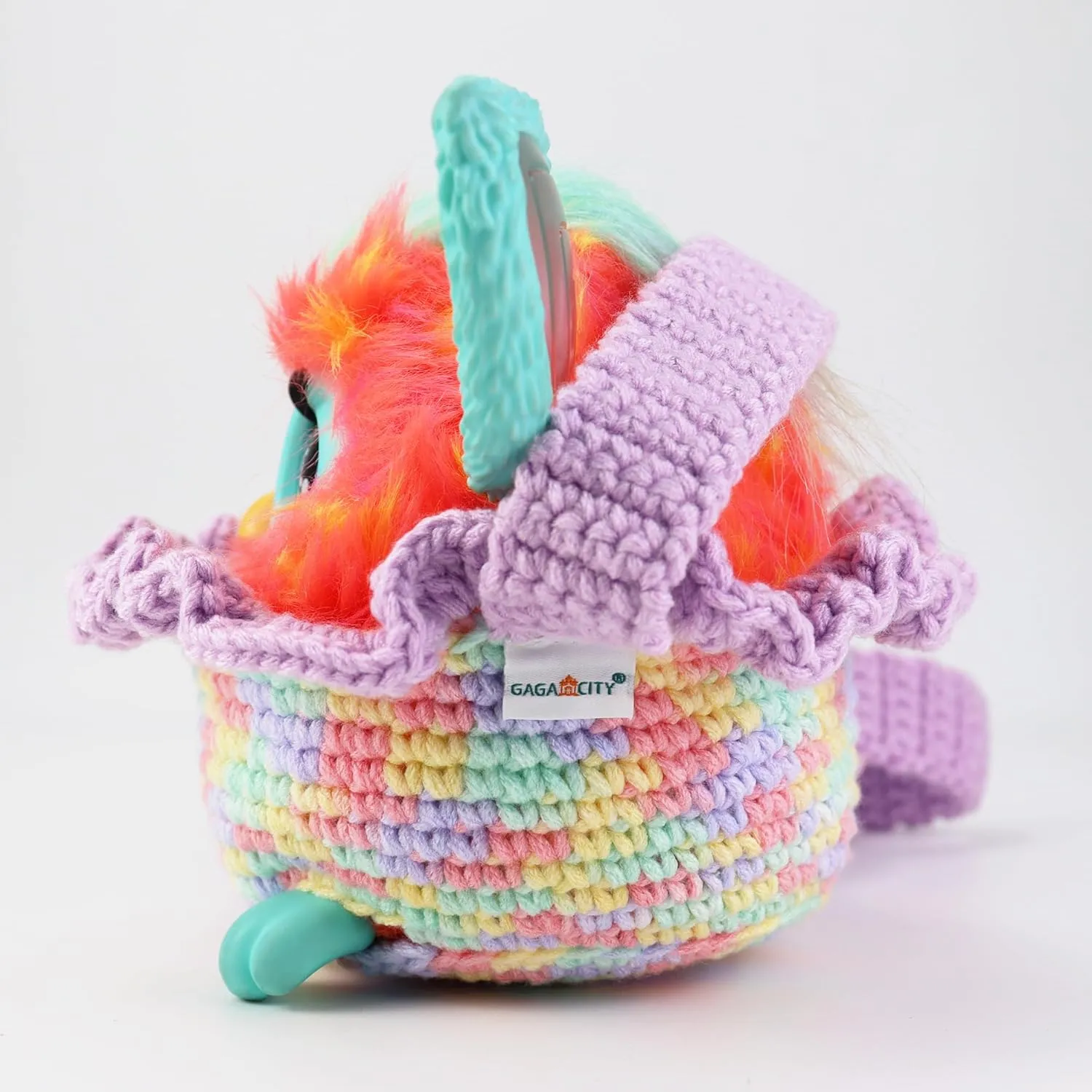 Carrier Compatible with Furby for Interactive Plush Toys, Handmade Crochet Bag Compatible with Furby Tie Dye